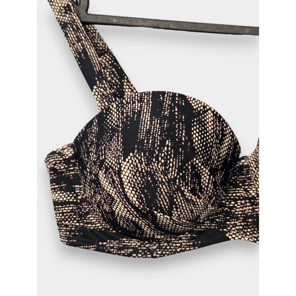 Calvin Klein Lace Printed Look Padded Underwire Balconette Bikini Top Gray M NWT - Picture 5 of 12